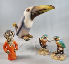 Collection of ceramics to include: West German 3298 study of a Toucan, two similar Royal Crown Derby