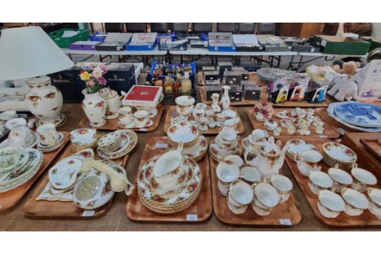 Nine trays of mainly Royal Albert 'Old country Roses' design tea ware and other items including: - Image 1 of 4