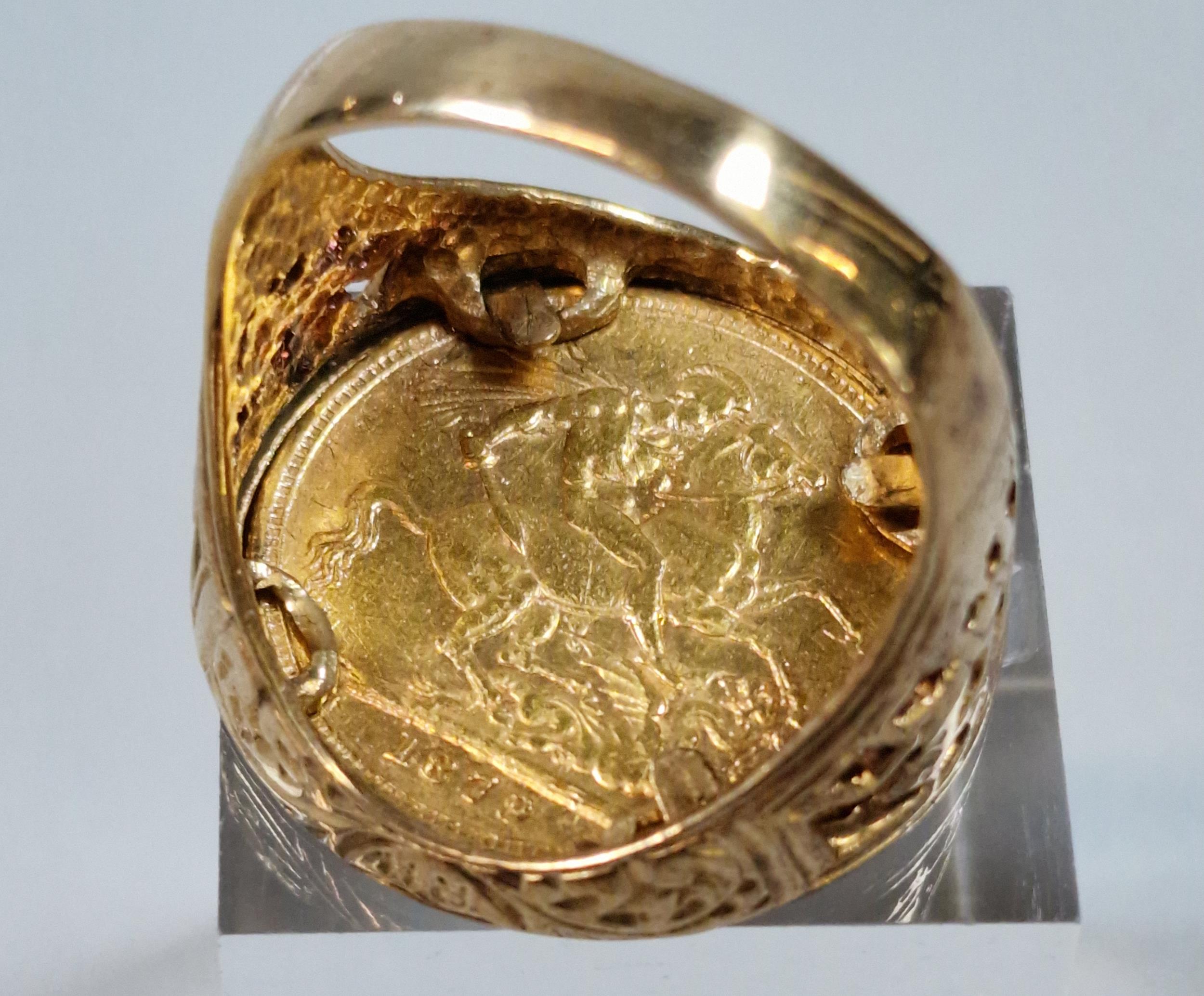 Victorian gold sovereign dated 1879 ring. 15.4g approx. Size V. (B.P. 21% + VAT) - Image 2 of 4