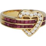 CARTIER-Ring Cartier-Ring New York in Gelbgold 18K, das Herzmotiv ausgefasst mit Brillanten von zus.