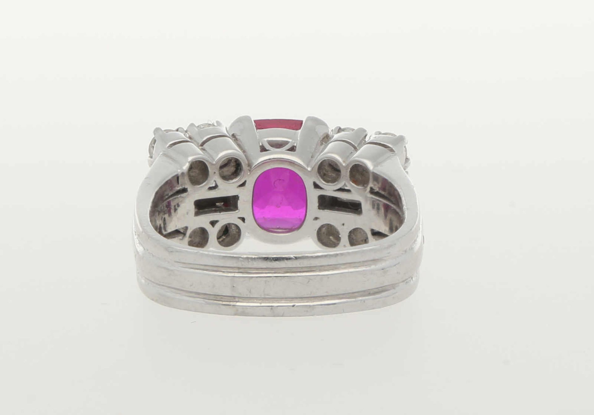 Rubin-Diamant-Ring Hochwertiges Design in Platin 950 mit einem Rubin aus Burma, unbehandelt, - Image 3 of 3