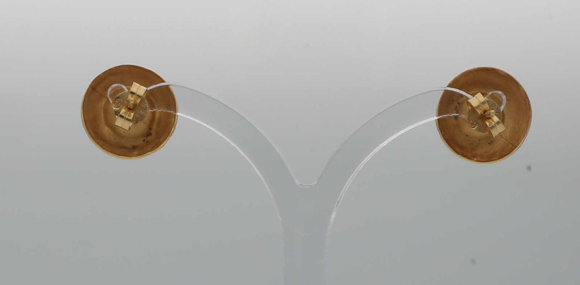 Perlen-Schmuck-Set Modernes Design, signiert Juwelier Kurz, in Gelbgold 18K, Set bestehend aus einem - Image 4 of 6