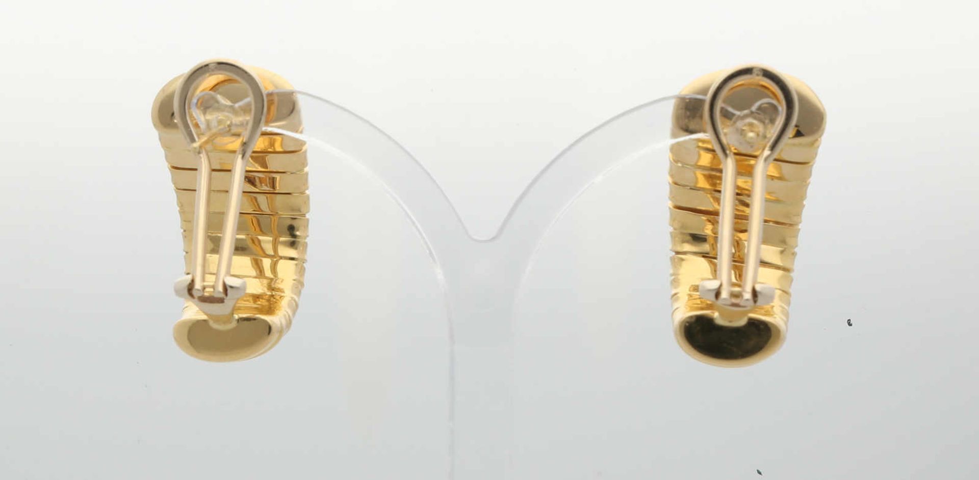 Gold-Ohrstecker Italienisches Design in Gelbgold 18K, moderne Halbcreolen mit polierter - Bild 3 aus 3