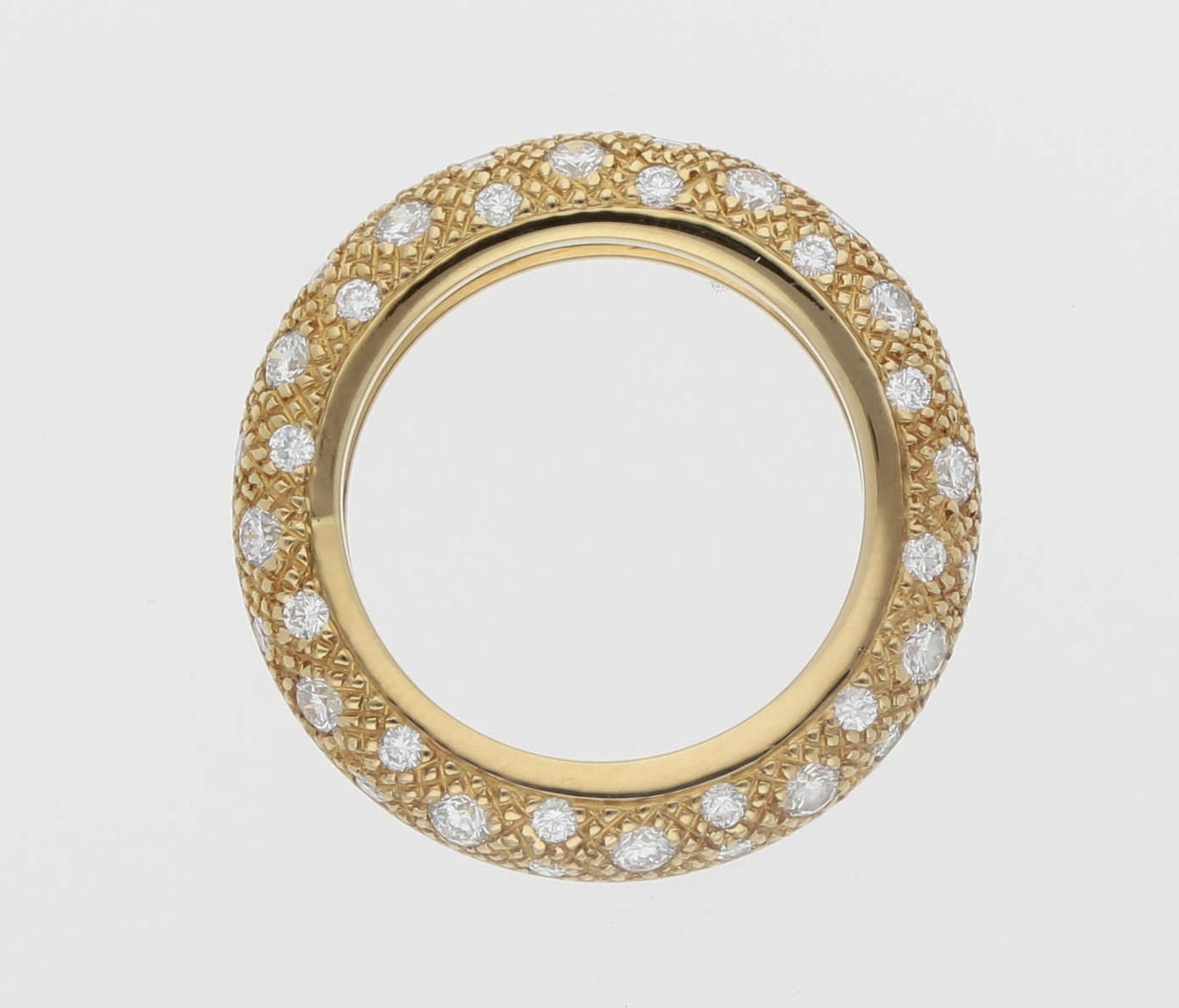 Brillant-Ring Hochwertiger, moderner Pneuring in Gelbgold 18K mit Brillanten von zus. ca. 1 ct (F/ - Bild 3 aus 4