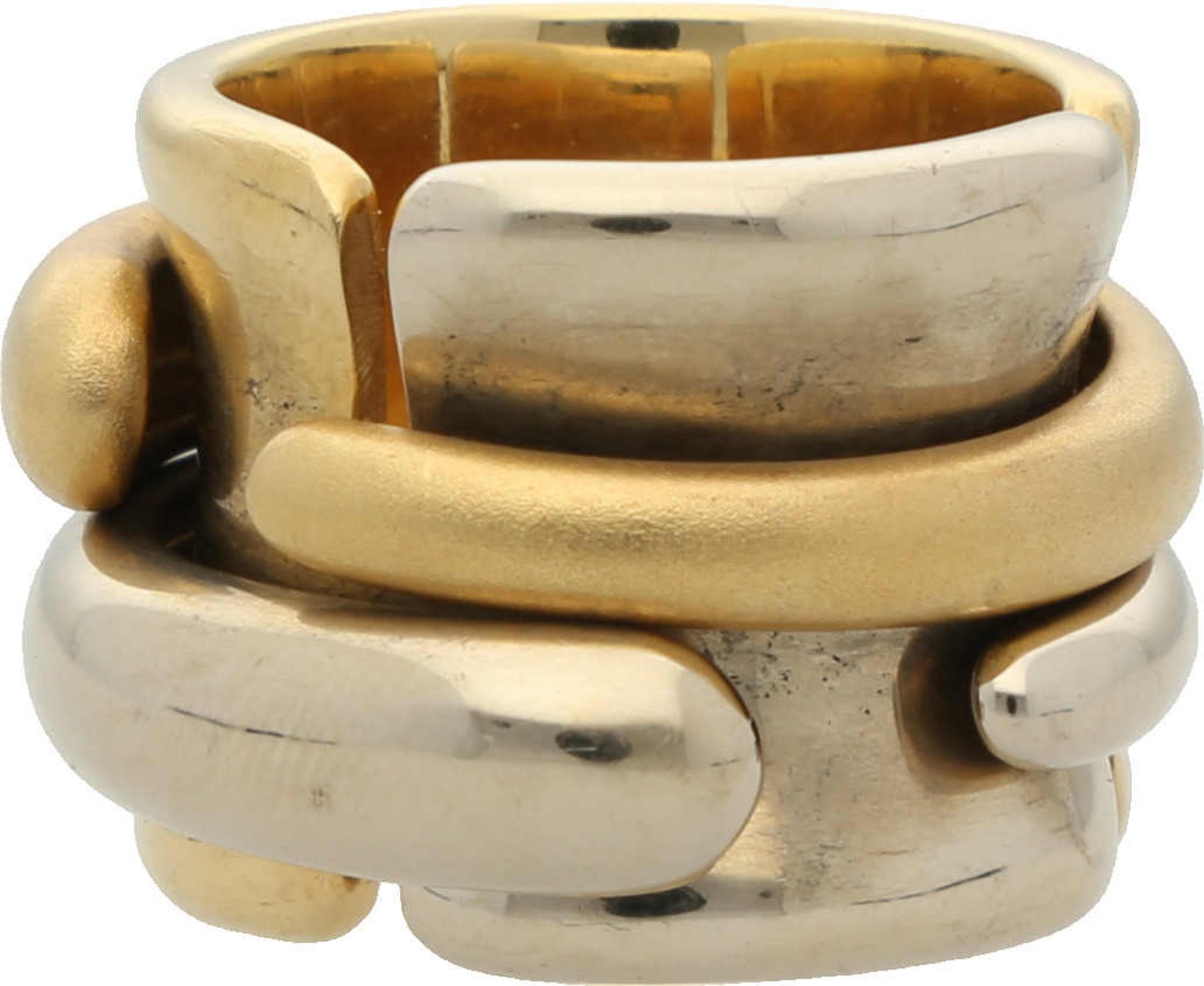 Pomellato Ring Modernes Design in GelbgoldWeissgold 18K mit polierten und satinierten Elementen,