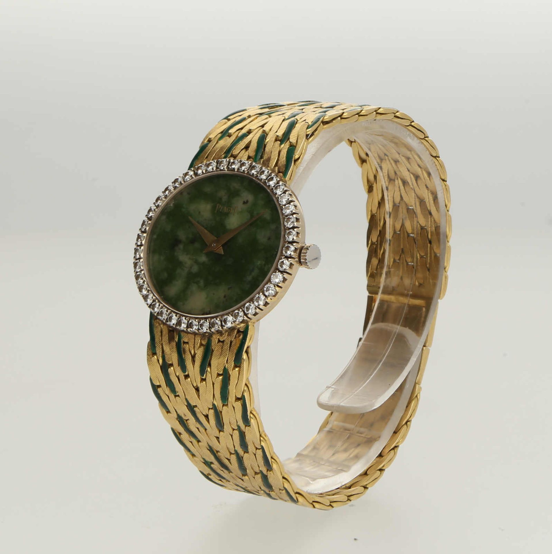 PIAGET, Gelbgold 18K, Referenz 9806E44, Durchmesser 24x27 mm, Gehäuse Zifferblatt Jade, - Image 3 of 3