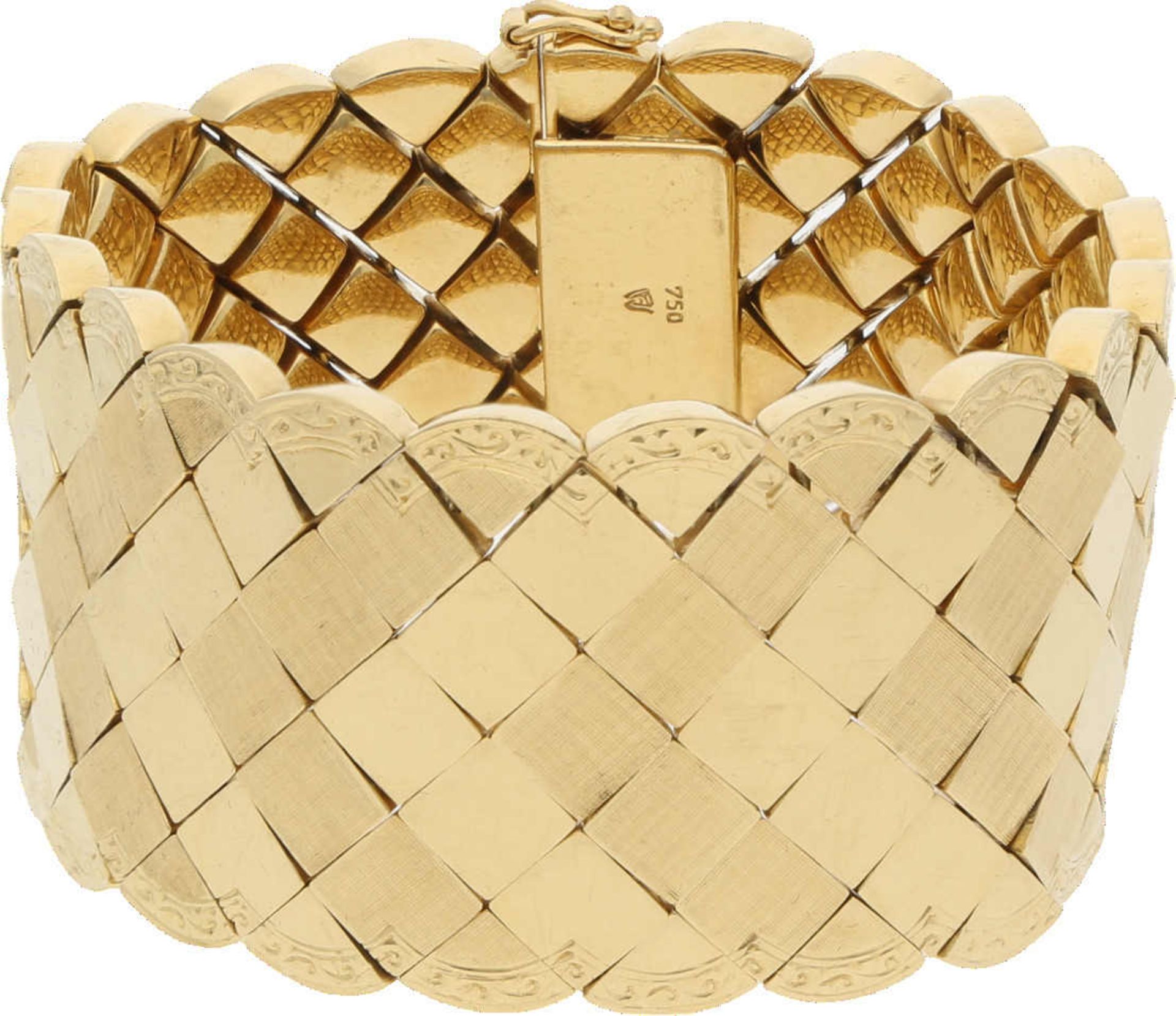 Gold-Armband Prachtvolles Design in Gelbgold 18K mit hübsch gravierten Bordüren und viereckigen