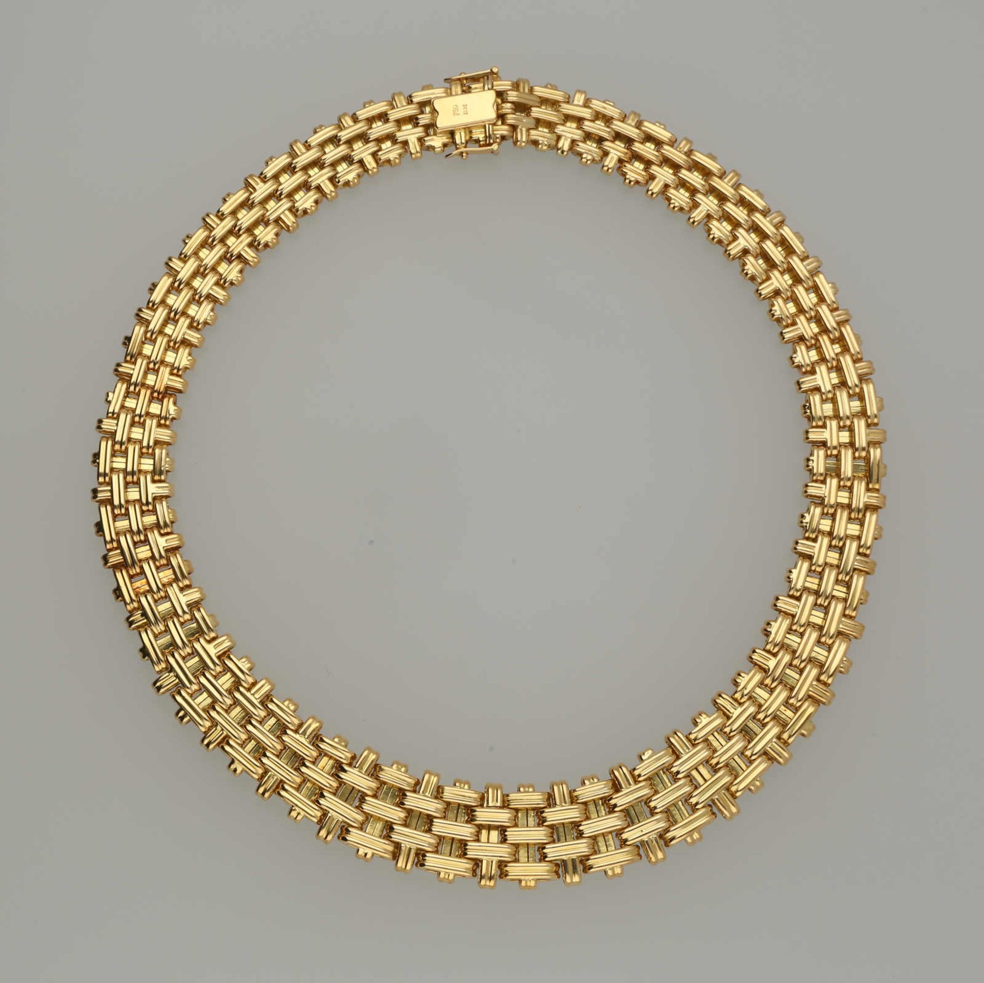 Fantasie-Collier Modernes Collier, signiert Meister, in Gelbgold 18K edel gestaltet mit leichtem - Bild 2 aus 2