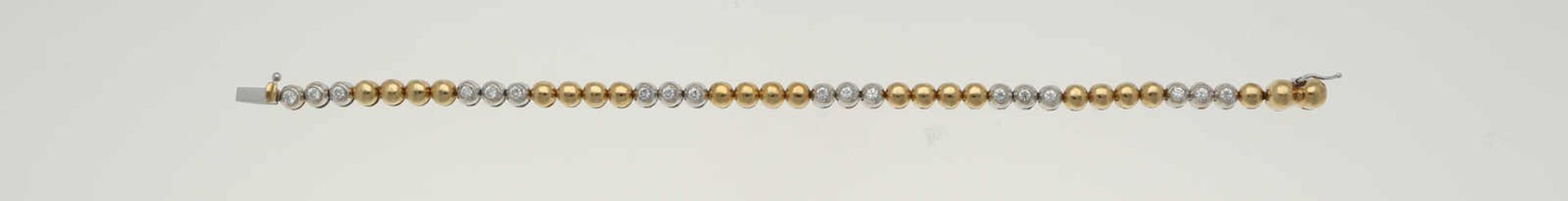 Brillant-Armband Elegantes Design in Gelbgold/Weissgold 14K mit 18 Brillanten von zus. ca. 1 ct (G/ - Bild 2 aus 4