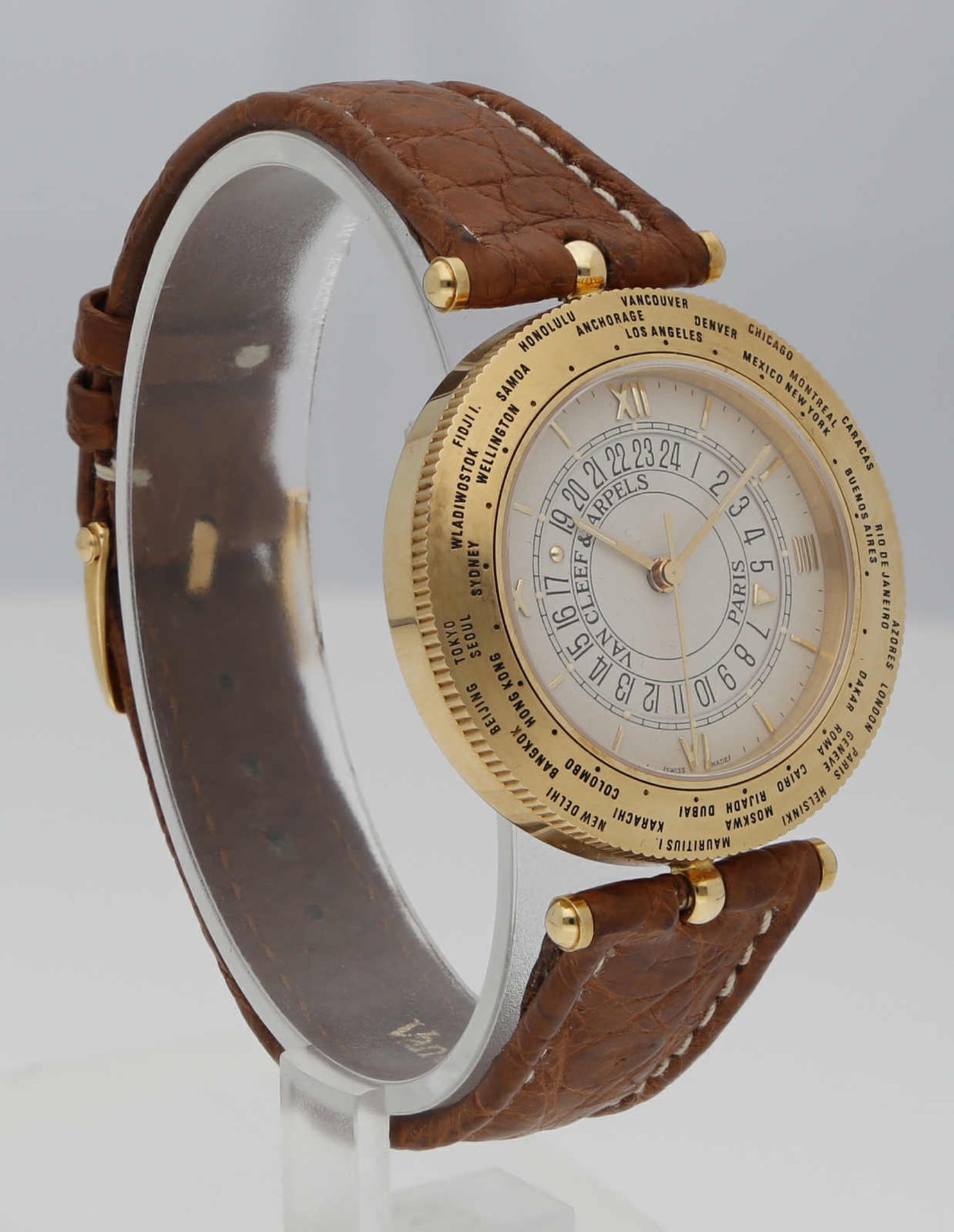 VAN CLEEF & ARPELS Traveler World Time Watch Nr. 15, Gelbgold 18K, Referenz 44825, Durchmesser 36 - Bild 2 aus 2