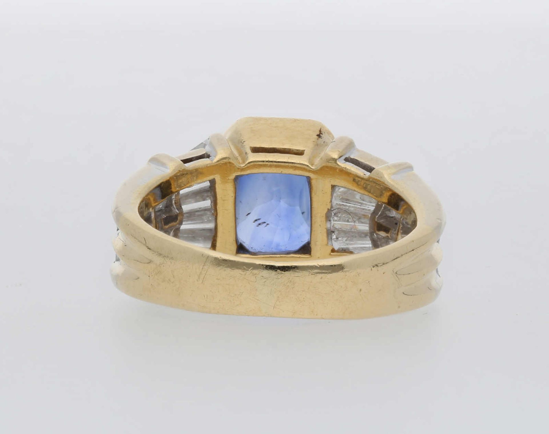 Saphir-Diamant-Ring Prächtiges Design in Gelbgold 18K mit einem sehr schönen Saphir von ca. 3 ct - Image 2 of 2