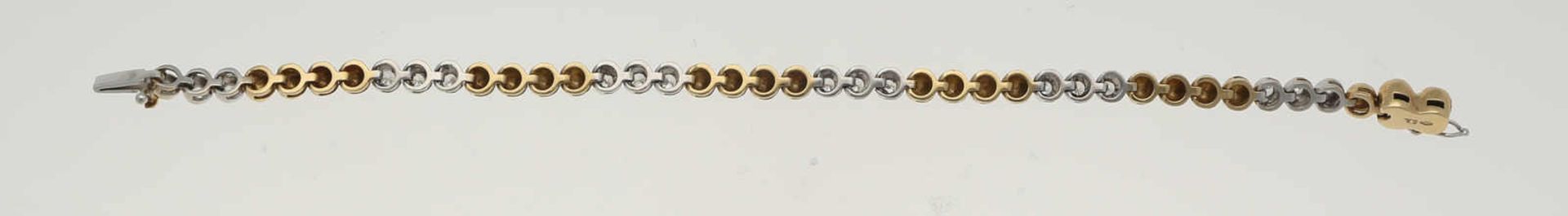 Brillant-Armband Elegantes Design in Gelbgold/Weissgold 14K mit 18 Brillanten von zus. ca. 1 ct (G/ - Bild 3 aus 4