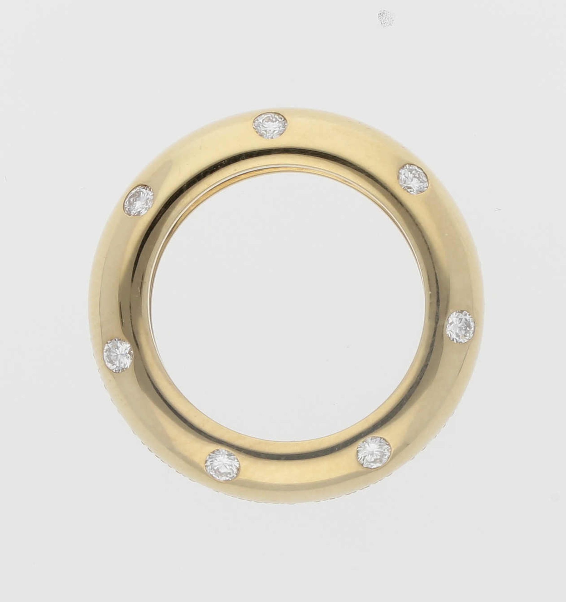 Brillant-Ring Hochwertiger, moderner Pneuring in Gelbgold 18K mit Brillanten von zus. ca. 1 ct (F/ - Bild 2 aus 4
