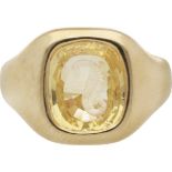 VERNEY-Ring Feine Juwelierskunst von Verney Paris, edler Ring mit gelbem Saphir von ca. 7 ct im