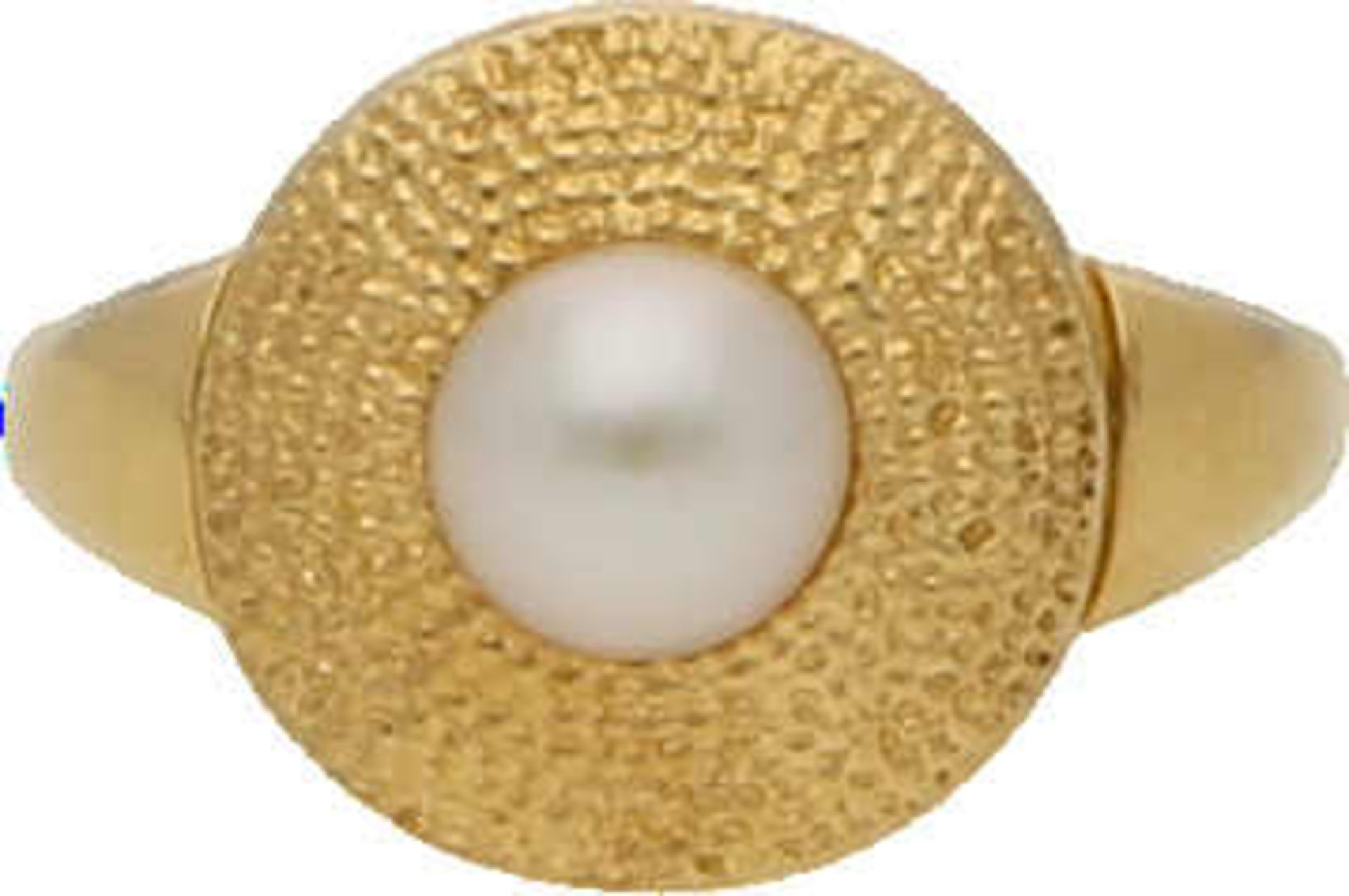 Perlen-Schmuck-Set Modernes Design, signiert Juwelier Kurz, in Gelbgold 18K, Set bestehend aus einem - Image 3 of 6