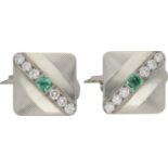 Smaragd-Diamant-Manschettenknöpfe Stilvolle Manschettenknöpfe in Weissgold 14K mit 2 Smaragden im