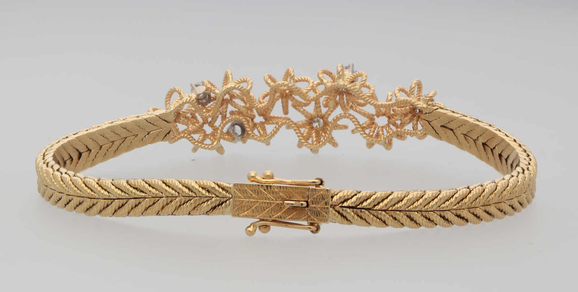 Brillant-Armband Anmutiges Armband mit Floralen-Akzenten in Gelbgold/Weissgold 18K mit 5 - Image 3 of 3