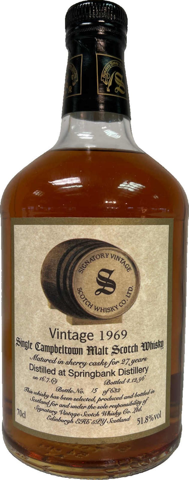 Springbank Springbank, Vintage Collection, Signatory Vintage, Sherry Cask, Jahrgang 1969, 27 - Bild 2 aus 3