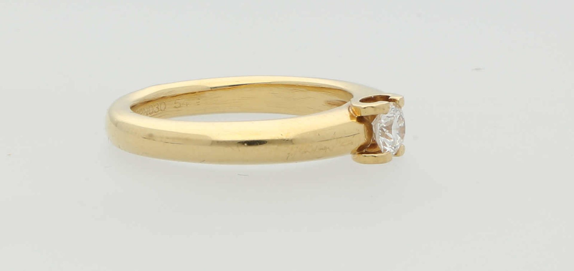 CARTIER C de Cartier-Ring Moderner Solitär-Ring, signiert Cartier Nr. 22PN030, in Gelbgold 18K mit - Bild 2 aus 3