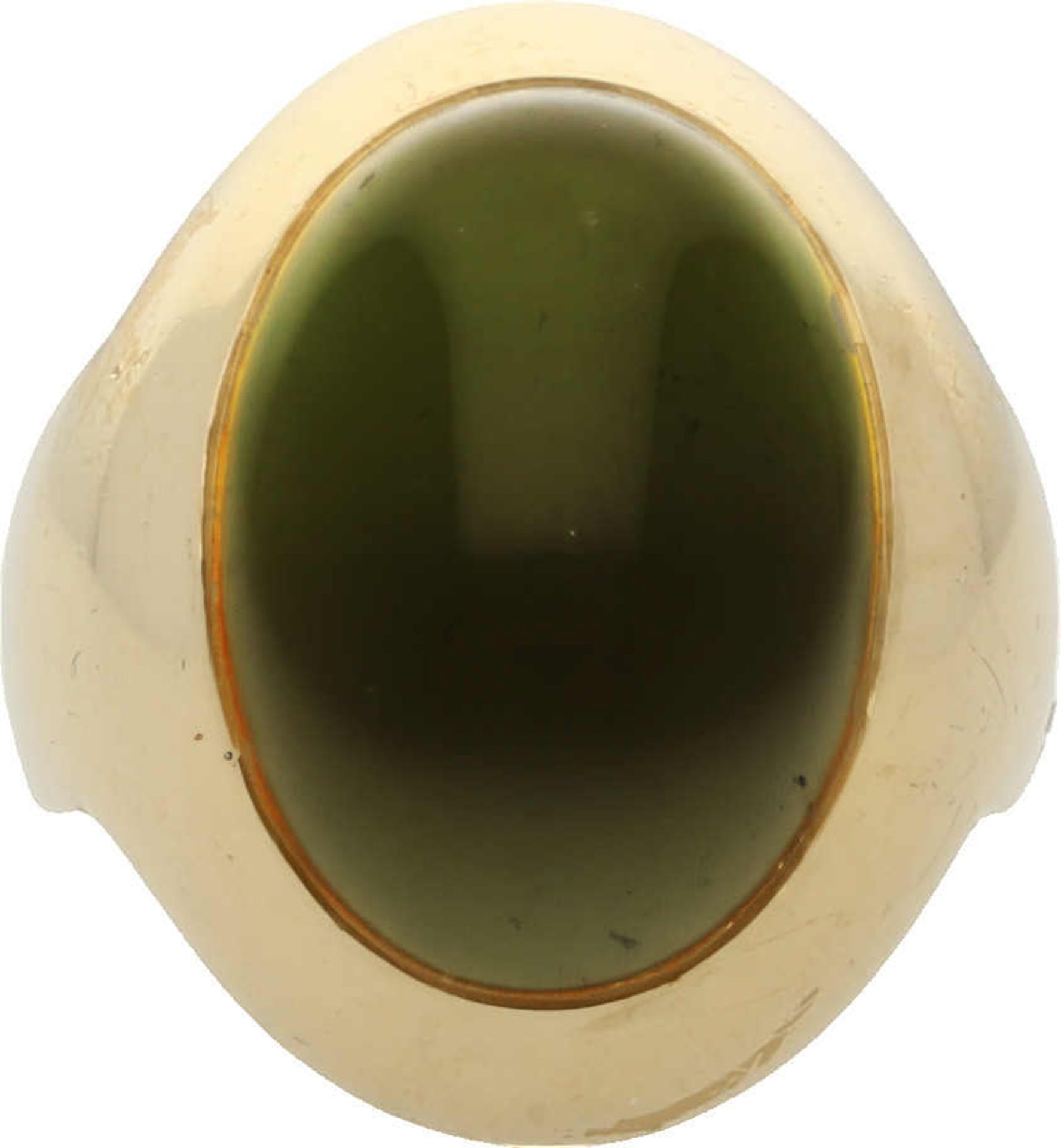 Pomellato Ring Pomellato Ring in Gelbgold 18K mit einem ovalen, grünen Turmalin im Cabochonschliff