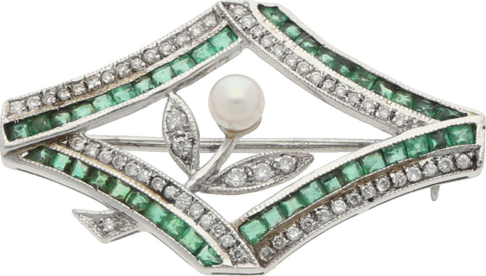 Smaragd-Diamant-Schmuckset Hübsches Schmuckset in Weissgold 18K bestehend aus einer antiken - Bild 3 aus 5
