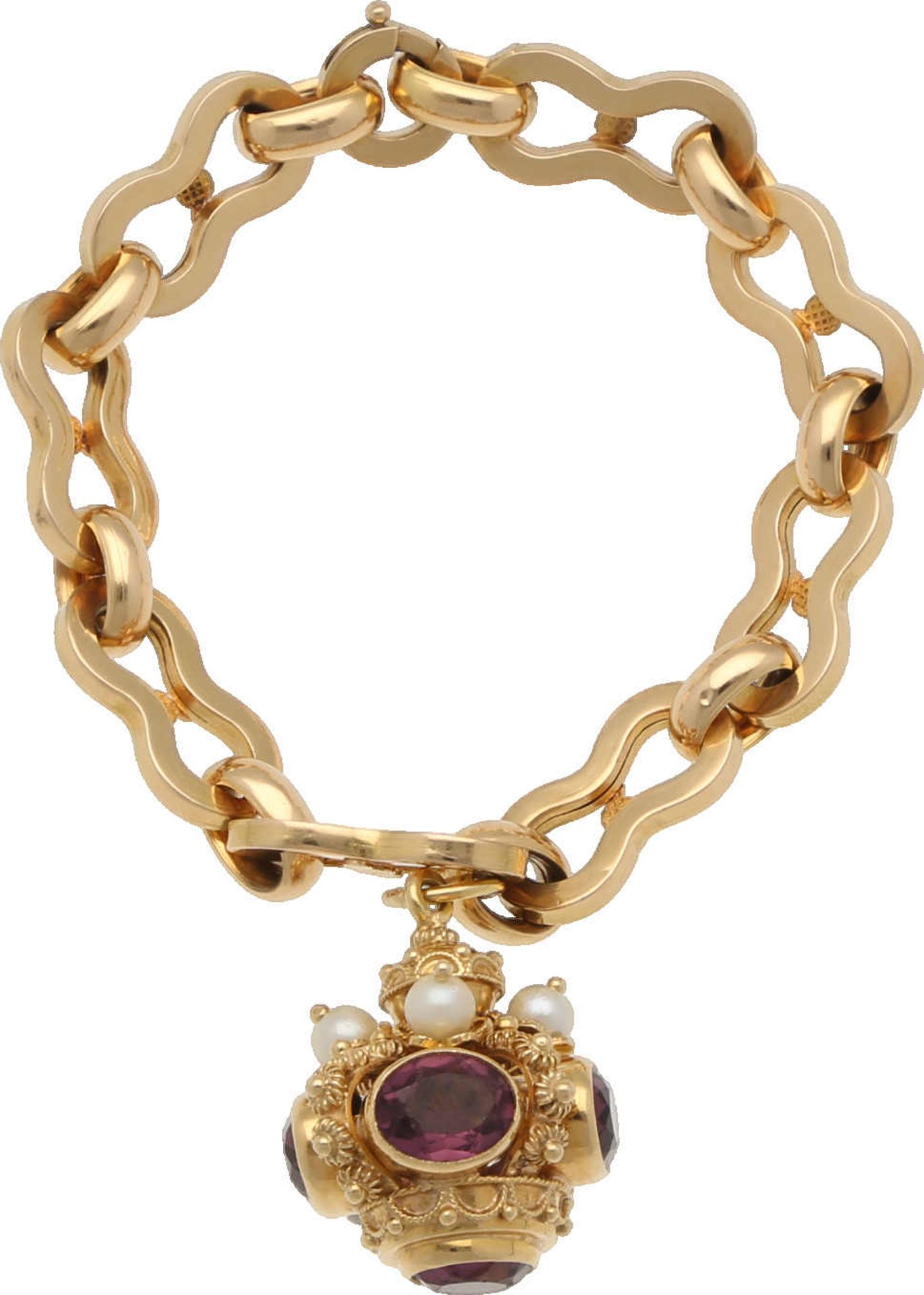 Amethyst-Bracelet Nostalgisches Schmuckstück mit einem halbmassiven Bracelet in Gelbgold 18K mit