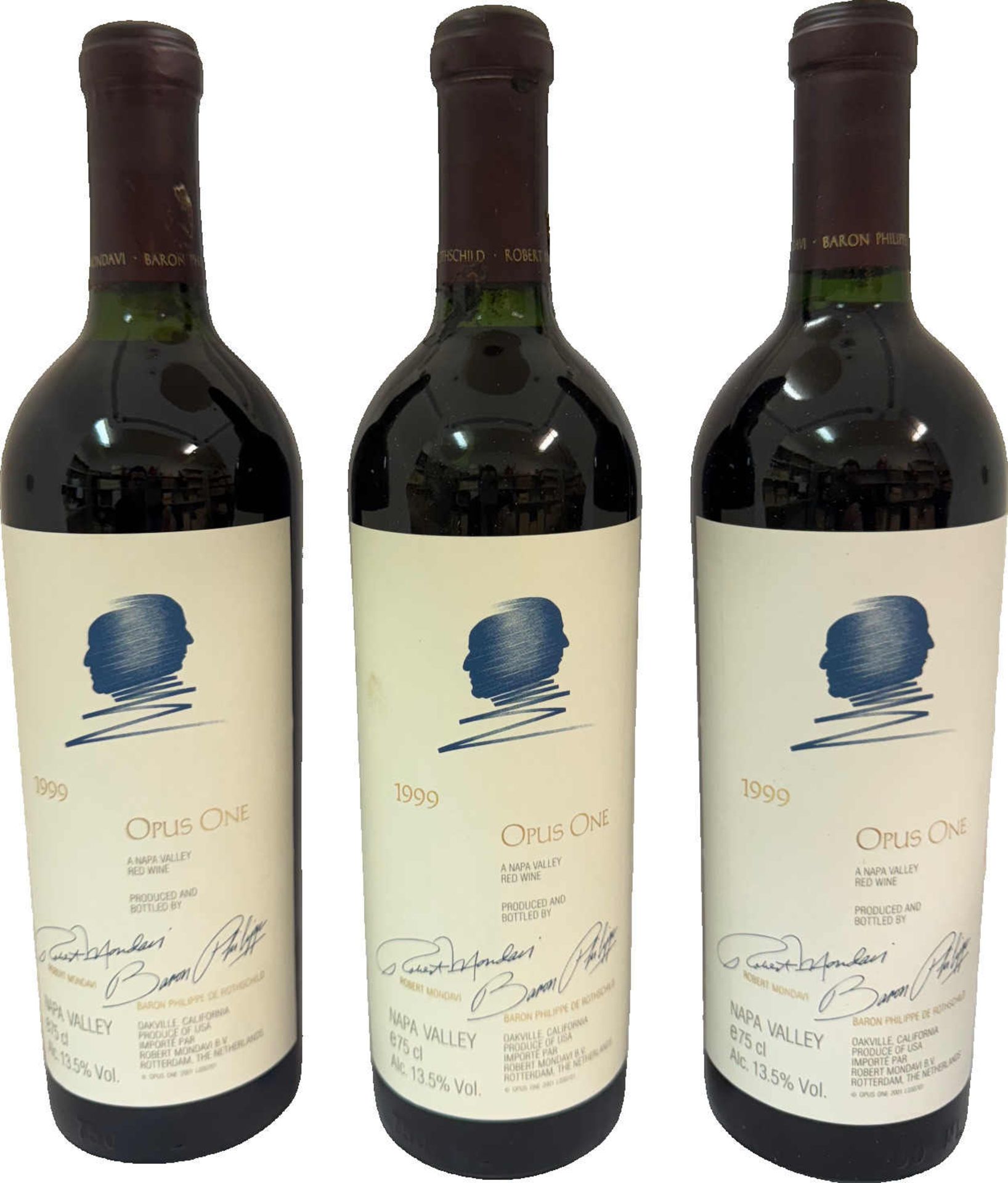Opus One Winery Opus One, Napa Valley 5 Flaschen 0.75l, 1999, 1 OHK offener Deckel, 3 Korken