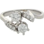 Diamant-Ring Schöner "Toi et Moi" Ring in Weissgold 18K mit 2 Brillanten von zus. ca. 0,5 ct (F-G/