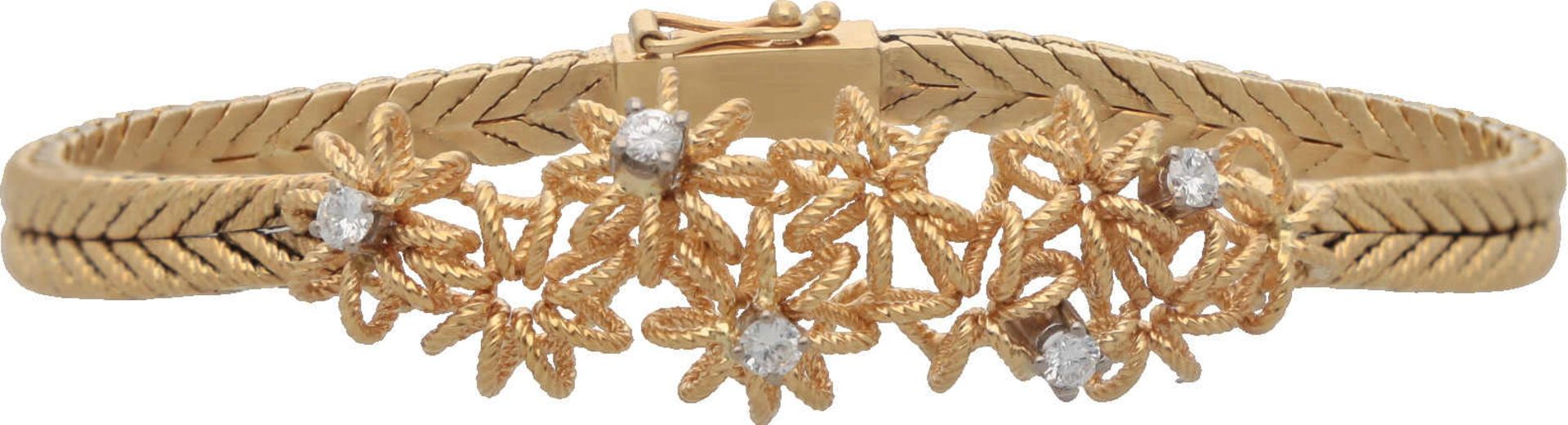 Brillant-Armband Anmutiges Armband mit Floralen-Akzenten in Gelbgold/Weissgold 18K mit 5