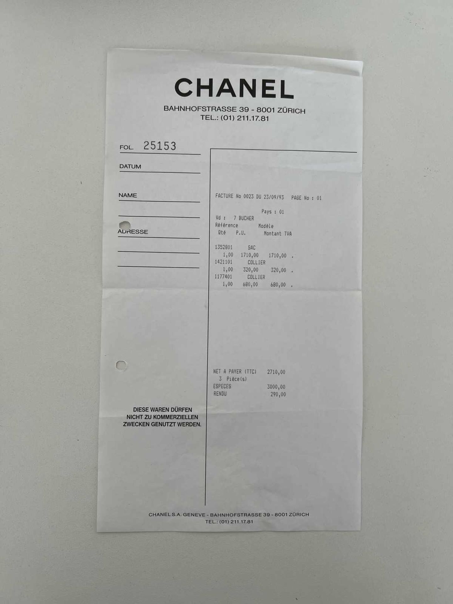 CHANEL TIMELESS CLASSIC FLAP Schwarzes gestepptes Lammleder, rotes Innenfutter, vergoldete Hardware, - Image 7 of 7