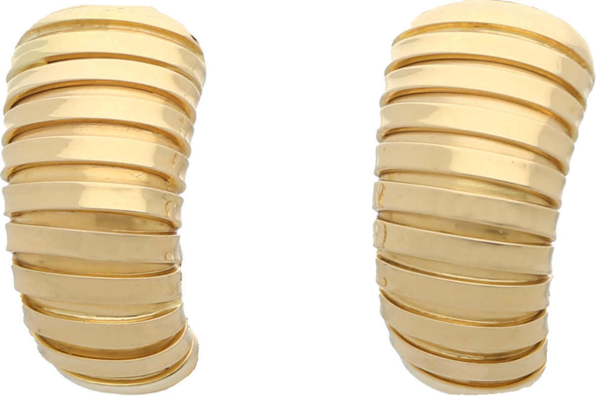 Gold-Ohrstecker Italienisches Design in Gelbgold 18K, moderne Halbcreolen mit polierter