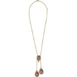 Amethyst-Schmuck-Set Nostalgisches Set, bestehend aus einem romantisches Negligé-Collier in Gelbgold