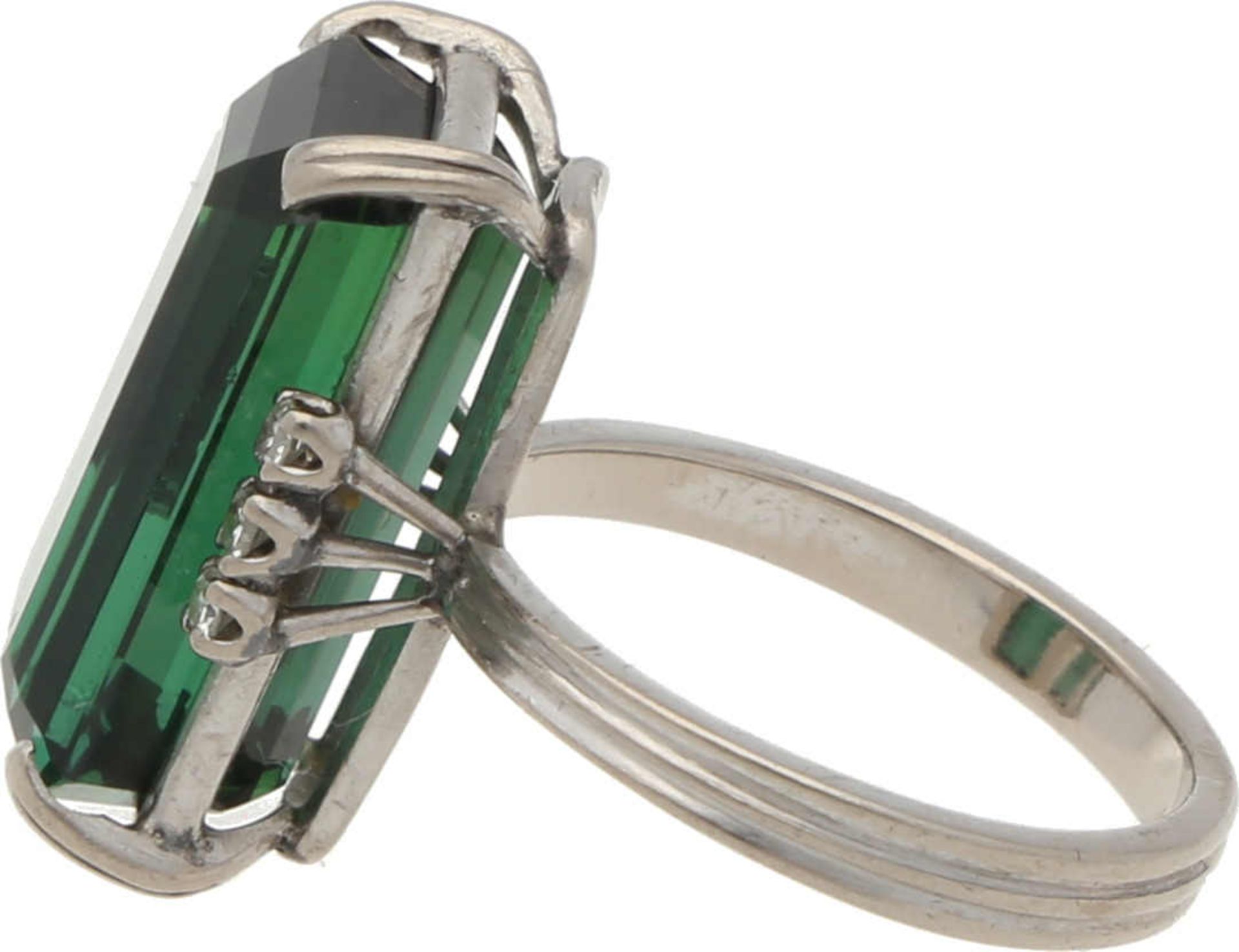 Turmalin-Ring Eleganter Ring in Weissgold 18K mit einem Turmalin (Verdelith) in sehr schöner Farbe - Bild 2 aus 3