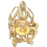 Saphir-Ring Extravagantes, erotisch angehauchtes Design, wohl aus Frankreich, in Gelbgold 18K mit