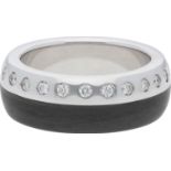 Brillant-Ring Massives Design in Weissgold 18K mit einer Carbon- und einer Weissgold-Seite,