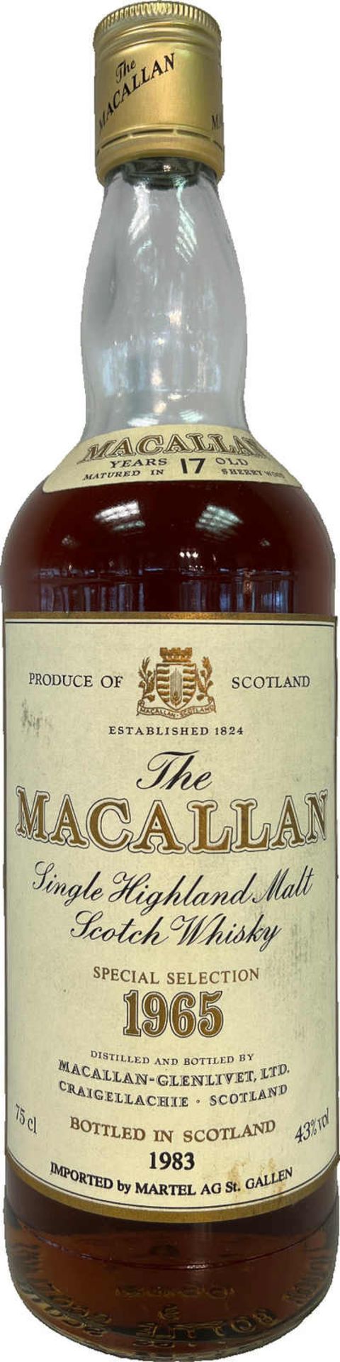 Macallan Macallan, Special Selection, 1965, Distillery Bottling, Sherry Wood, 18 Jahre, abgefüllt im