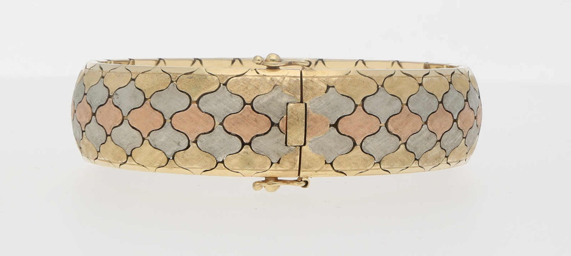 Gold-Armband Geschmackvolles Armband, leicht gewölbt, in Gelbgold/Rotgold/Weissgold 14K mit - Image 2 of 4