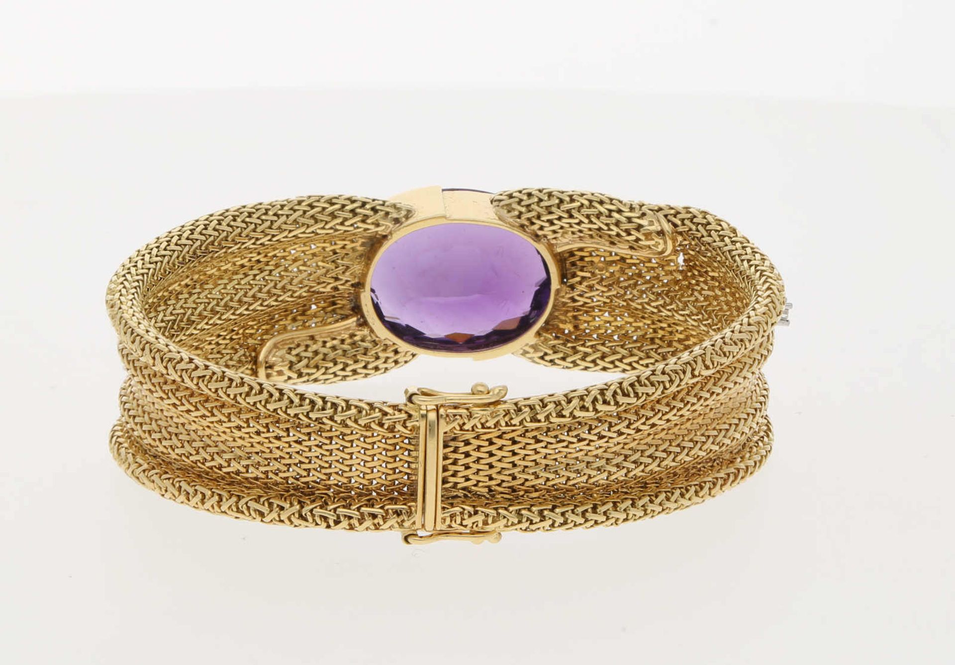 Amethyst-Brillant-Armband Glamuröses Design, signiert Opitz FFM, in Gelbgold 18K/Fassungen Weissgold - Image 4 of 5