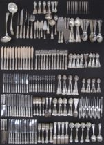 An extensive silver cutlery set in Kings pattern with twelve place settings