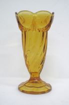 An Art Deco pressed glass Sowerby's amber vase