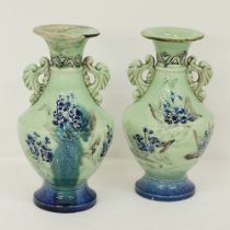 Majolica celadon vases