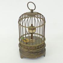 French brass bird cage automaton clock