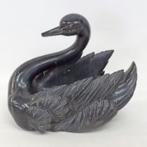 Black marble swan