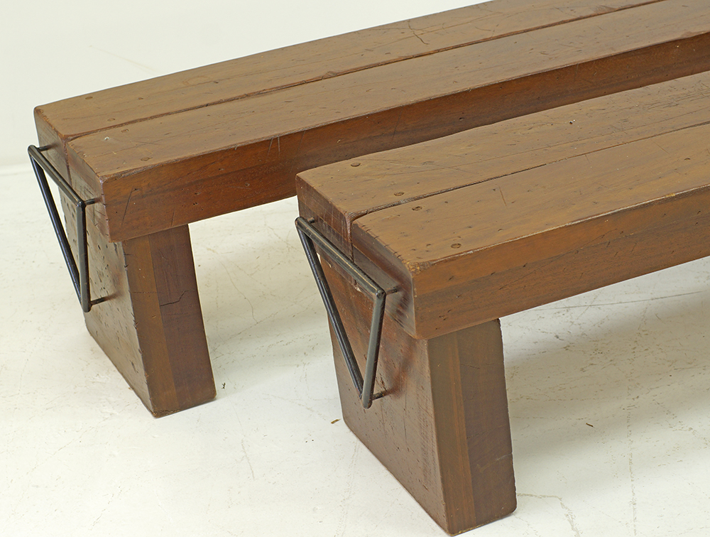 Hardwood benches - Image 2 of 2
