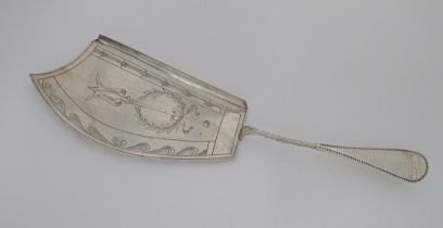 Dutch silver and engraved fish slice