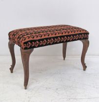 Carved walnut rectangular stool