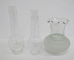 Three oil lamp glass chimneys