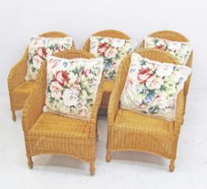 Rattan and woven wicker armchairs