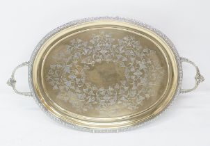 Oval tray with handles