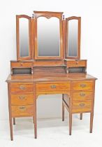 A two part walnut vanity / dressing table